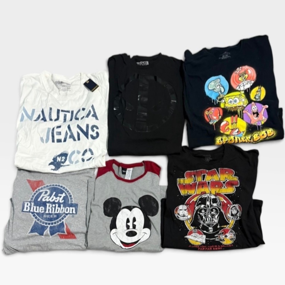 Graphic Tee Bundle Mens 2XL Lot of 6 Nautica Disney Star Wars Marvel Multi